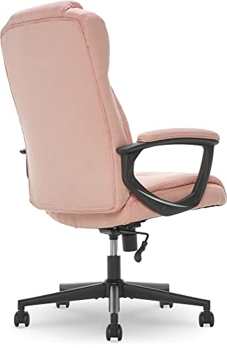 Serta Executive High Back Office Chair with Lumbar Support Ergonomic Upholstered Swivel Gaming Friendly Design, Microfiber, Pink