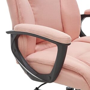 Serta Executive High Back Office Chair with Lumbar Support Ergonomic Upholstered Swivel Gaming Friendly Design, Microfiber, Pink
