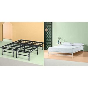zinus set, full 8 inch gel-infused green tea memory foam mattress and shawn smartbase platform bed frame / mattress foundation