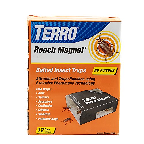 TERRO T256 Poison Free Roach Magnet Trap and killer with Exclusive Pheromone Technology - Kills Ants, Spiders, Scropions, Silverfish, Crickets, and More - 12 Traps