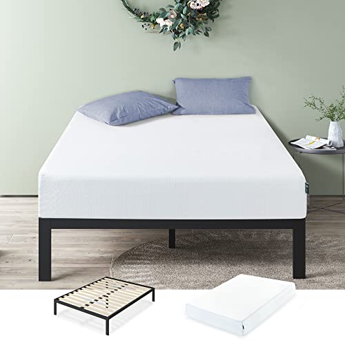 ZINUS 12 Inch Green Tea Cooling Gel Memory Foam Mattress and Mia Platform Bed Frame Set / Bed and Mattress Set / No Box Spring Needed / Mattress in a Box, Full