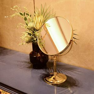 DOWRY Makeup Mirror 10x Magnification Vanity Mirror Tabletop Two-Sided Swivel Gold Finish