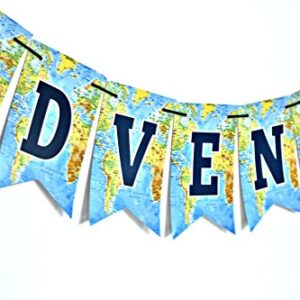 Going Away Party Decoration- Adventure Awaits Banner - Bon Voyage Retirement Farewell Party Supplies