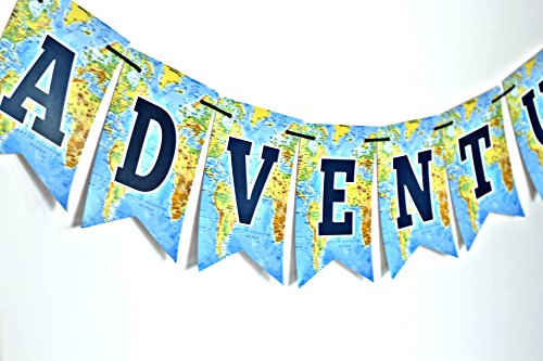 Going Away Party Decoration- Adventure Awaits Banner - Bon Voyage Retirement Farewell Party Supplies