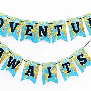 Going Away Party Decoration- Adventure Awaits Banner - Bon Voyage Retirement Farewell Party Supplies