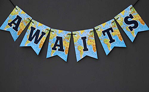 Going Away Party Decoration- Adventure Awaits Banner - Bon Voyage Retirement Farewell Party Supplies