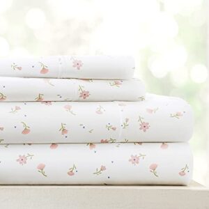 linen market 4 piece queen sheet set (pink floral) - sleep better than ever with these ultra-soft & cooling bed sheets for your queen size bed - deep pocket fits 16" mattress