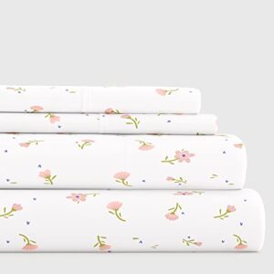 linen market 3 piece twin bedding sheet set (pink floral) - sleep better than ever with these ultra-soft & cooling bed sheets for your twin size bed - deep pocket fits 16" mattress