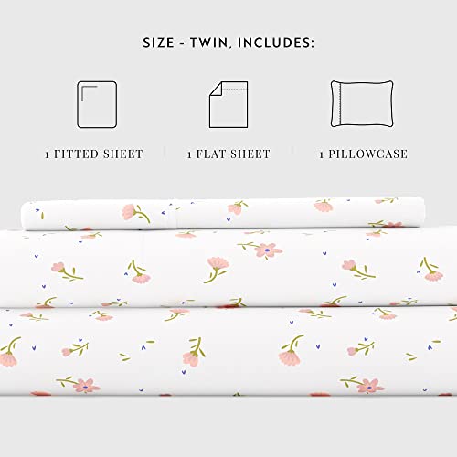 Linen Market 3 Piece Twin Bedding Sheet Set (Pink Floral) - Sleep Better Than Ever with These Ultra-Soft & Cooling Bed Sheets for Your Twin Size Bed - Deep Pocket Fits 16" Mattress