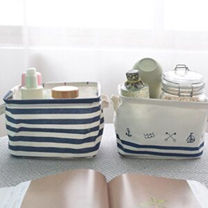 Lannu Nautical Fabric Storage Baskets Bins Cloth Collapsible Organizers Box Beach Anchor Nursery Toys Basket Shelves & Desks Pack 3