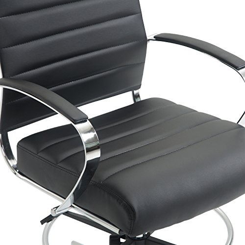 EdgeMod Tremaine Drafting Chair in Vegan Leather, Black