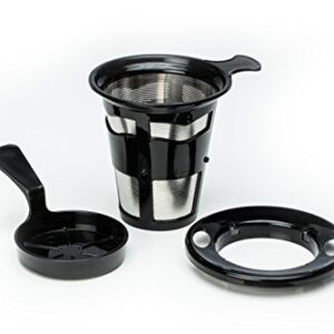 Java Concepts Pour Over Filter and 2 Double-Wall Glass, Black with 2 Mugs