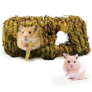 SunGrow Hamster, Gerbil, Leopard Gecko, Hermit Crab Handwoven Seagrass Tunnel Toy, Small Animal Activity Center