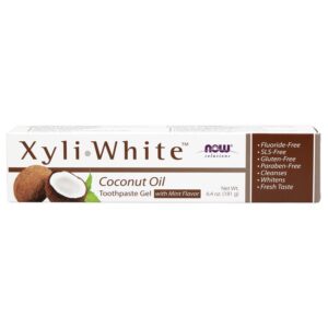 now solutions, xyliwhite™ toothpaste gel, coconut oil, cleanses and whitens, cool coconut-mint taste, 6.4-ounce