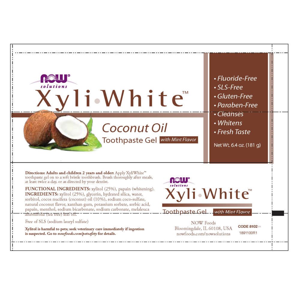 NOW Solutions, Xyliwhite™ Toothpaste Gel, Coconut Oil, Cleanses and Whitens, Cool Coconut-Mint Taste, 6.4-Ounce