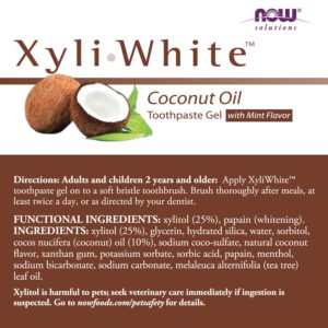 NOW Solutions, Xyliwhite™ Toothpaste Gel, Coconut Oil, Cleanses and Whitens, Cool Coconut-Mint Taste, 6.4-Ounce