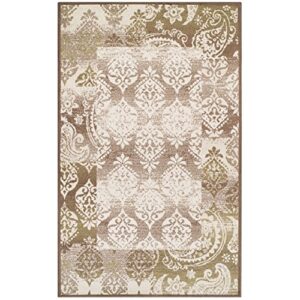 superior indoor small area rug with jute backing, decor for living room, entryway, hardwood, office, bedroom, dining, kitchen, scrolling vintage medallion, mystique collection, 4' x 6', brown