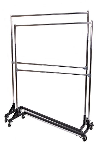 Only Hangers Commercial Grade Double Bar Rolling Z Rack with Nesting Black Base (Set of 2 Racks)