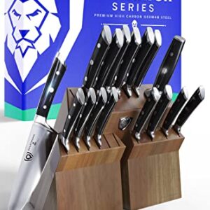 DALSTRONG Knife Block Set - 18 Piece Colossal Knife Set - Gladiator Series - High Carbon German Steel - Acacia Wood - ABS Handles Kitchen Knives - Premium Kitchen Knife Set with Block - NSF Certified