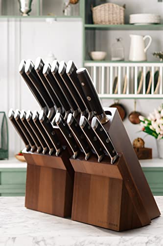 DALSTRONG Knife Block Set - 18 Piece Colossal Knife Set - Gladiator Series - High Carbon German Steel - Acacia Wood - ABS Handles Kitchen Knives - Premium Kitchen Knife Set with Block - NSF Certified