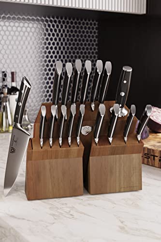 DALSTRONG Knife Block Set - 18 Piece Colossal Knife Set - Gladiator Series - High Carbon German Steel - Acacia Wood - ABS Handles Kitchen Knives - Premium Kitchen Knife Set with Block - NSF Certified