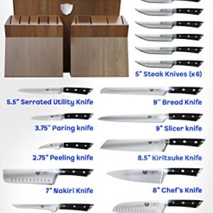 DALSTRONG Knife Block Set - 18 Piece Colossal Knife Set - Gladiator Series - High Carbon German Steel - Acacia Wood - ABS Handles Kitchen Knives - Premium Kitchen Knife Set with Block - NSF Certified