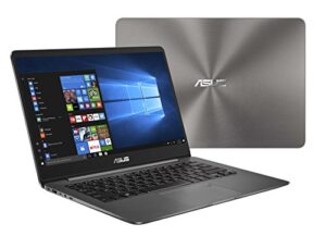 asus zenbook 14 thin and light laptop - 14” full hd wideview, 8th gen core i7-8550u processor, 16gb ddr3, 512gb ssd, backlit kb, fingerprint reader, grey, windows 10 home - ux430ua-dh74