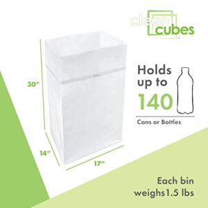 Clean Cubes 30 Gallon Trash Cans & Recycle Bins for Sanitary Garbage Disposal. Disposable Containers for Parties, Events, Recycling, and More. 3 Pack (White)