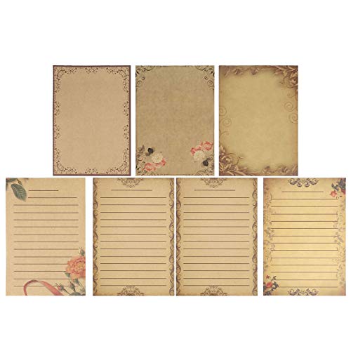 56 Sheet Stationery Paper, Yoption Old Fashioned Letter Writing Stationery Paper 7 Different Vintage Retro Style (Writing Stationery Paper Letter Set)