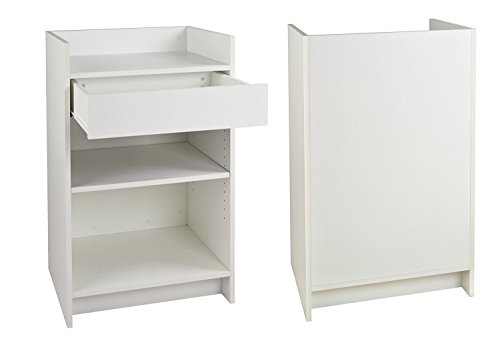 Only Garment Racks #9035W White Register Stand, 24" Length x 20" Depth x 38" Height with Drawer