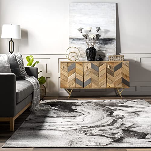 nuLOOM Remona Modern Abstract Area Rug, 4' x 6', Grey