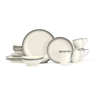 mikasa swirl ombre graphite 16 piece dinnerware set, service for 4