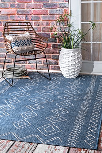 nuLOOM Sierra Moroccan Diamond Outdoor Area Rug, 6' 3" x 9' 2", Blue