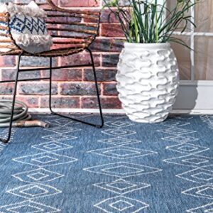 nuLOOM Sierra Moroccan Diamond Outdoor Area Rug, 6' 3" x 9' 2", Blue