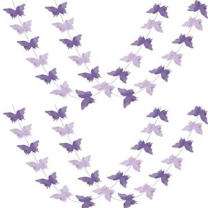 ADLKGG Butterfly Hanging Garland 3D Paper Bunting Banner Party Decorations Wedding Baby Shower Home Decor Purple 4 Pack, 110 inch