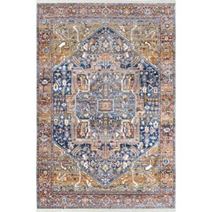 nuLOOM Vintage Harriet Medallion Fringe Area Rug, 6' 7" x 9' 4", Rust