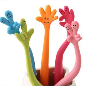 Funny live Bendable Ballpoint Pen Bending Hand Gesture Ballpoint Pen Free to Bend Cute Cartoon Silicone Gesture Ballpoint Pen,0.7mm Black Ink,6 Pcs/Set