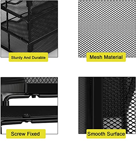 Meshist Paper Letter Tray Organizer, 3 Tier Stackable Desk File Organizer with Sorter，Black