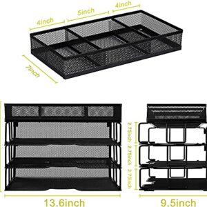 Meshist Paper Letter Tray Organizer, 3 Tier Stackable Desk File Organizer with Sorter，Black