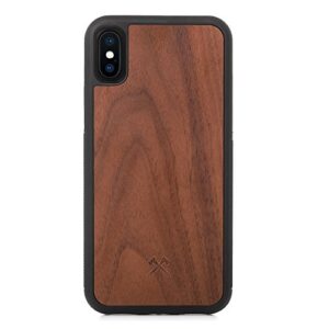 woodcessories - real walnut case compatible with iphone x/xs, ecobump