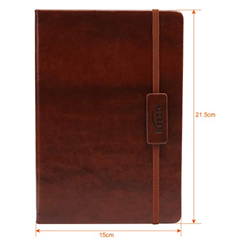 Kesoto A5 Classic Ruled Leather Hardcover Writing Notebook 5.7'' x 8.5'' Lined Journal Diary with Elastic Closure and Expandable Paper Pocket (200 Pages)