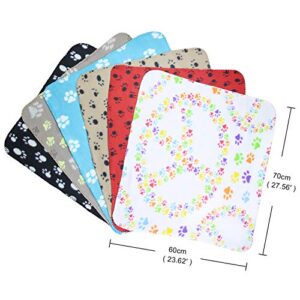 AK KYC 6 Pack Mixed Puppy Blanket Cushion Dog Cat Fleece Blankets Pet Sleep Mat Pad Bed Cover with Paw Print Kitten Soft Warm Blanket for Animals…