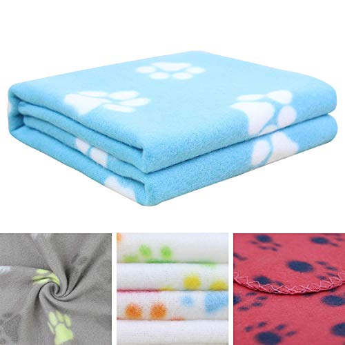 AK KYC 6 Pack Mixed Puppy Blanket Cushion Dog Cat Fleece Blankets Pet Sleep Mat Pad Bed Cover with Paw Print Kitten Soft Warm Blanket for Animals…