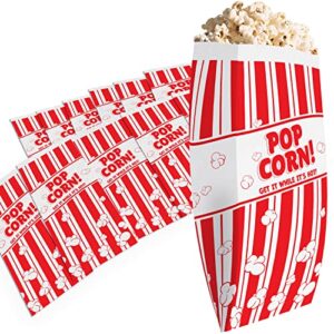 popcorn bags coated for leak/tear resistance. single serving 1oz paper sleeves in nostalgic red/white design. great movie theme party supplies or for old fashioned carnivals & fundraisers! (200)