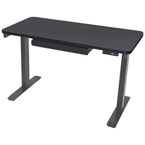 motionwise electric standing desk, 24”x48 home office series, 28"-48" with quickly program up to 4 pre-set height adjustments and usb charge port, black top with light grey frame