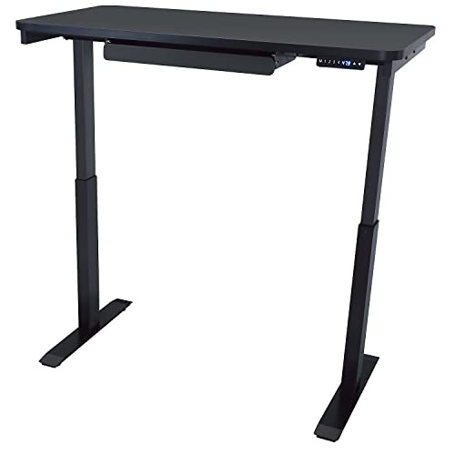 Motionwise Electric Standing Desk, 24”x48 Home Office Series, 28"-48" with Quickly Program up to 4 pre-Set Height adjustments and USB Charge Port, Black Top with light Grey frame
