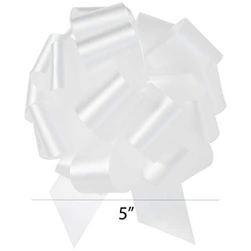 Berwick The Perfect Bow Pull Ribbon, 5.5" Finished Size with 20 Loops, White, 50 Piece