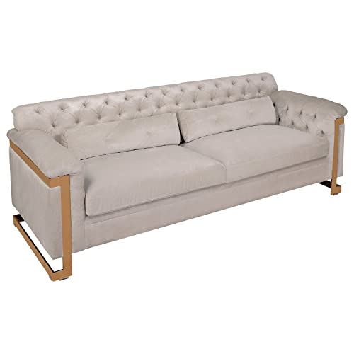 Safavieh Kent Collection Lethbridge White Tufted Velvet Sofa