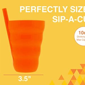 Arrow Home Products Sip A Cup with Built in Straw, 10oz, 4pk - BPA-free Straw Cups for Kids Great for Everyday Use - Made in the USA, Stackable Kids Straw Cups - Purple, Blue, Green, Orange