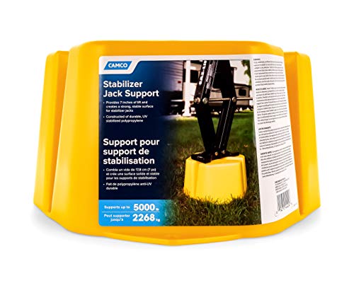 Camco Yellow Stabilizer Jack Support - Provides a Sturdy, Durable Surface for Stabilizer Jacks | Offers 7" of Lift| Constructed with Durable UV Resistant Material - (44424)